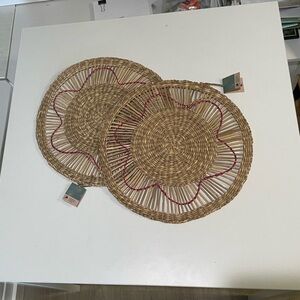 NWT Terrain Anthropologie round woven straw placemats (set of 2)